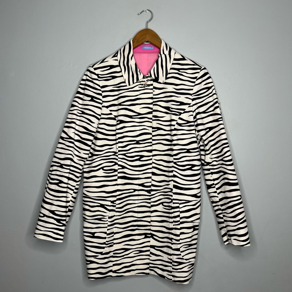 J. McLaughlin Zebra Pink Spring Jacket Pink Interior Z
